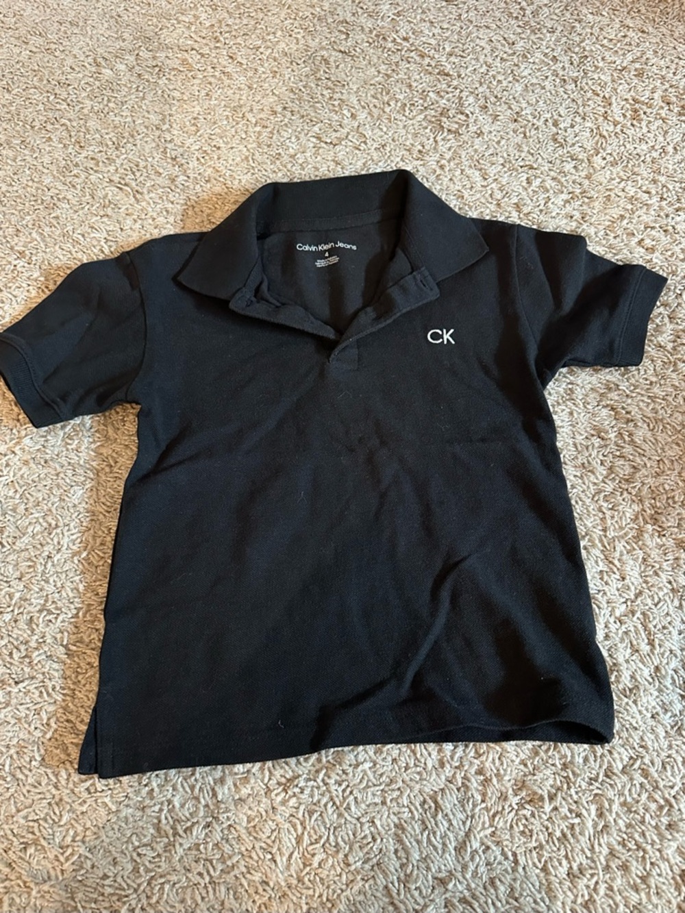 Boys Calvin Klein Jeans CK black polo shirt 4 4T toddler